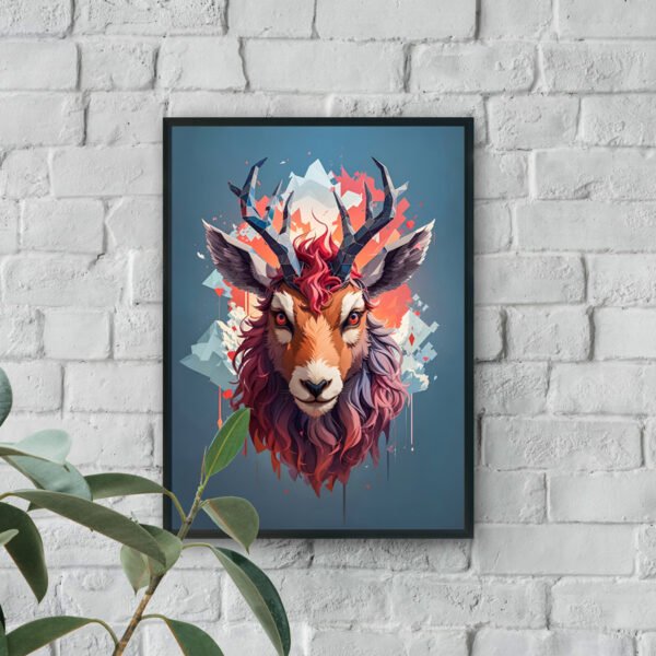 Abstract stag wall art with geometric accents and luxury wall decor styling