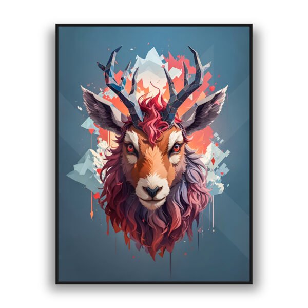 Abstract stag wall art with geometric accents and luxury wall decor styling