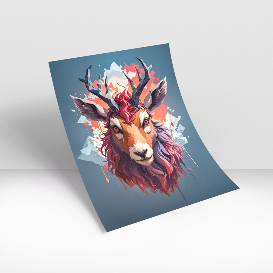 Celestial Sovereign – Abstract Stag Majesty Luxury Wall Art - Image 3