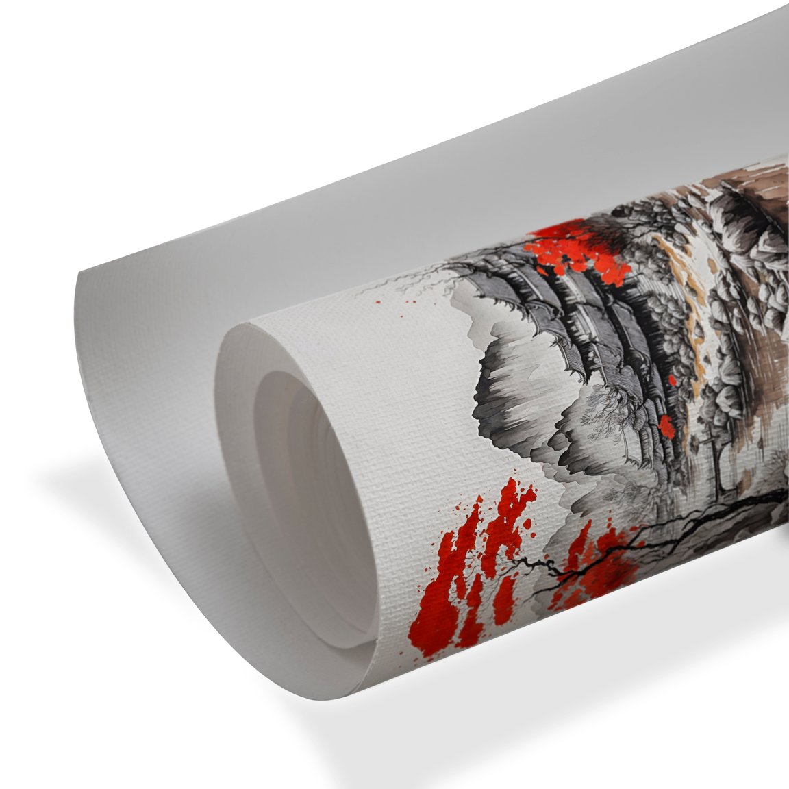 Crimson Serenity – Oriental Landscape Luxury Wall Art - Image 4