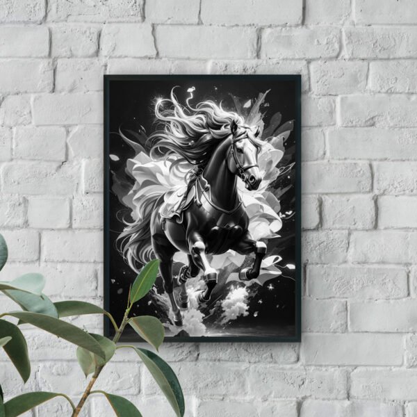 Monochrome horse modern wall art with elegant luxury wall decor style