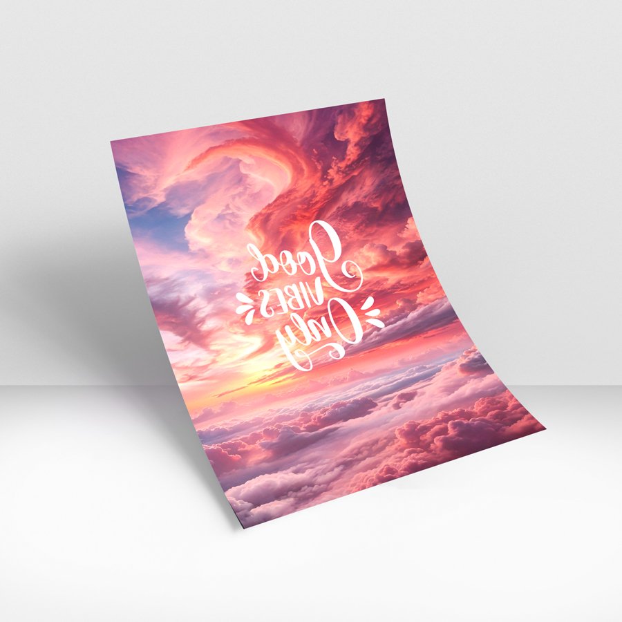 Sunset sky wall art with Good Vibes Only text luxury wall decor style