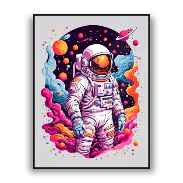 Colorful astronaut modern wall art with galaxy luxury wall decor style