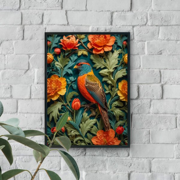 Colorful bird nature wall art with vibrant flowers luxury wall decor style