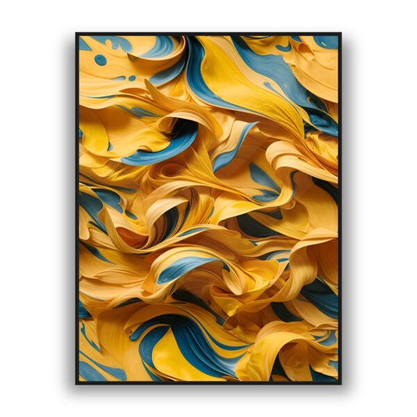 Gold and teal abstract wall art with flowing luxury wall decor design
