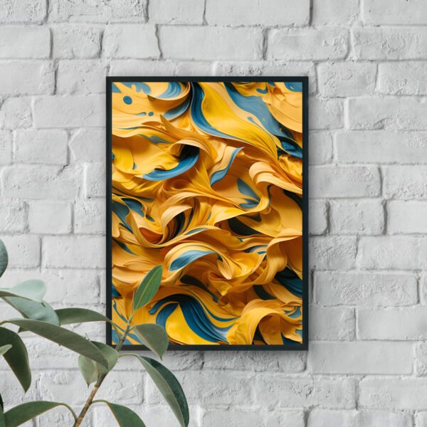 Gold and teal abstract wall art with flowing luxury wall decor design