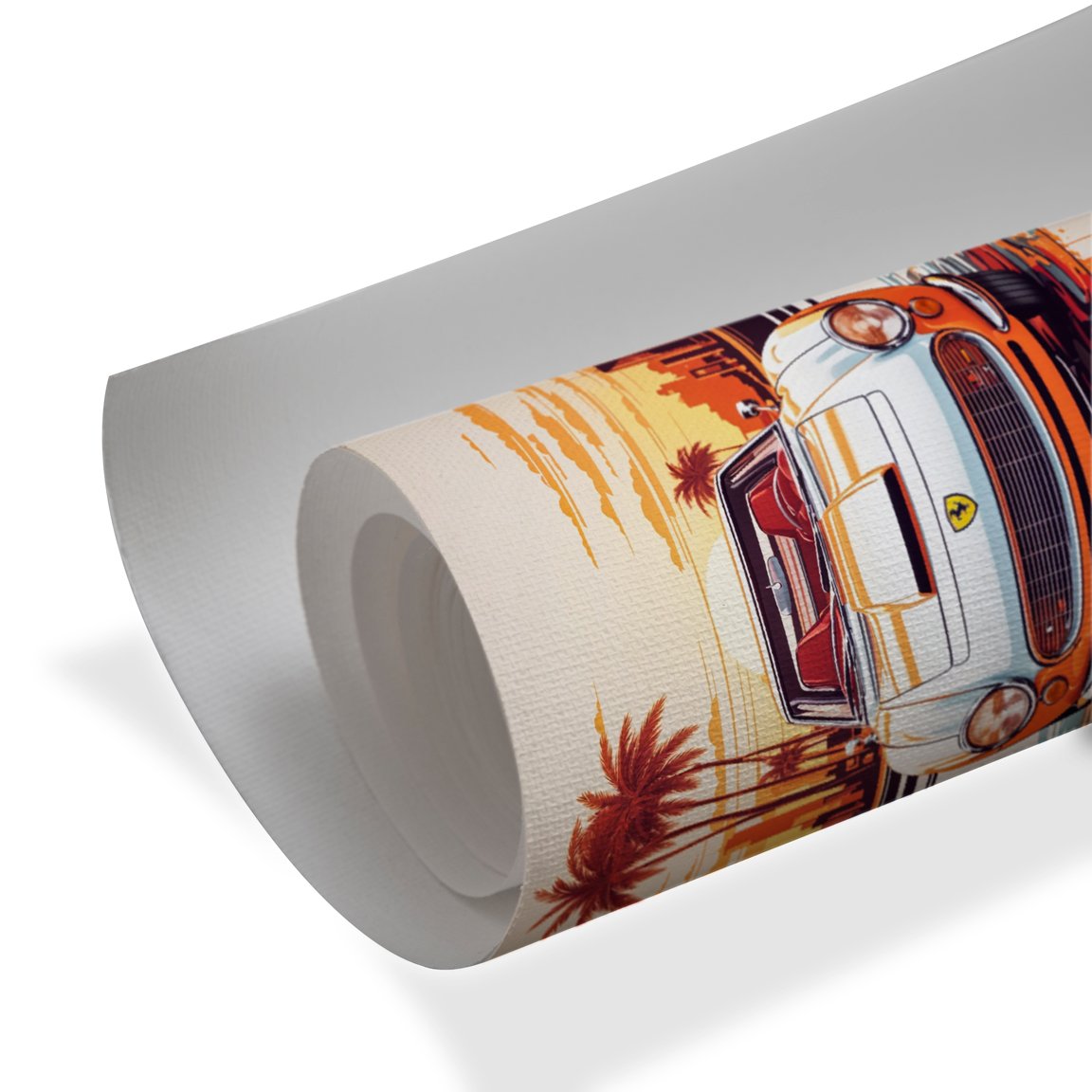 Retro supercar modern wall art with sunset skyline luxury wall decor style