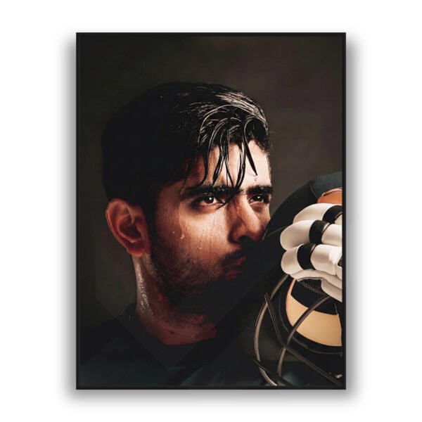 Close-up portrait of a sweaty boxer holding his glove near his face with an intense, focused expression.