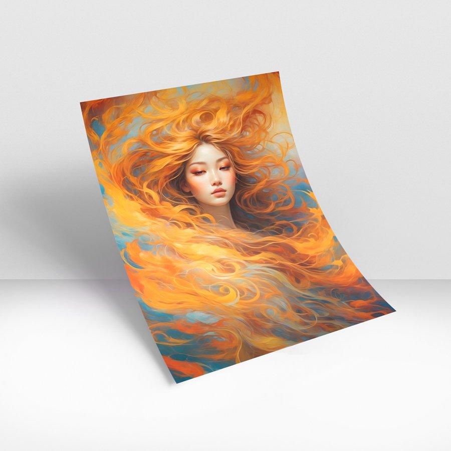 Eternal Flame – Fiery Muse Portrait Wall Art - Image 3