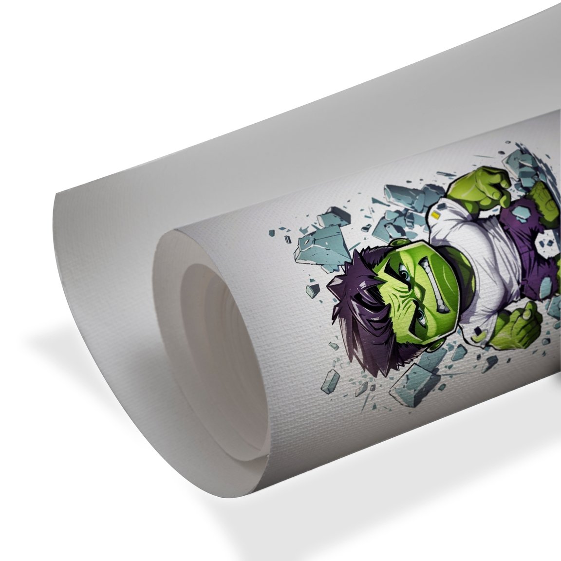 Green superhero comic style modern wall art with shattered debris