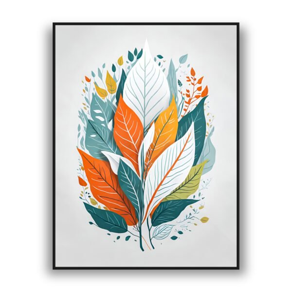 Colorful abstract leaves botanical modern luxury wall art design