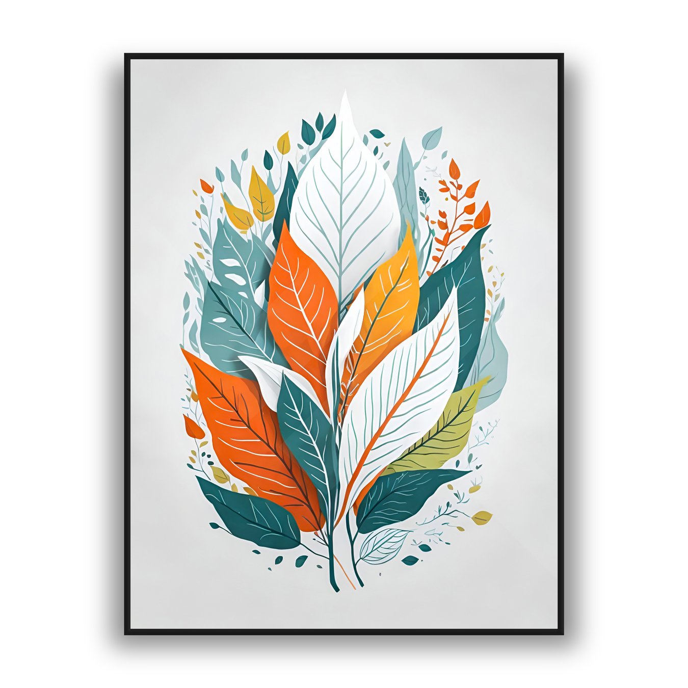 Colorful abstract leaves botanical modern luxury wall art design
