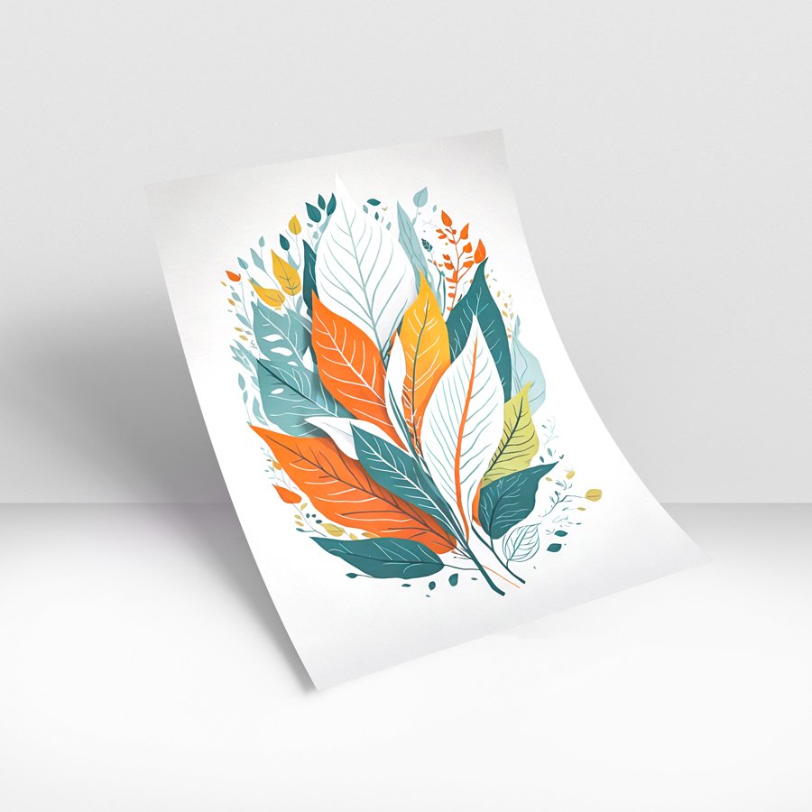 Colorful abstract leaves botanical modern luxury wall art design