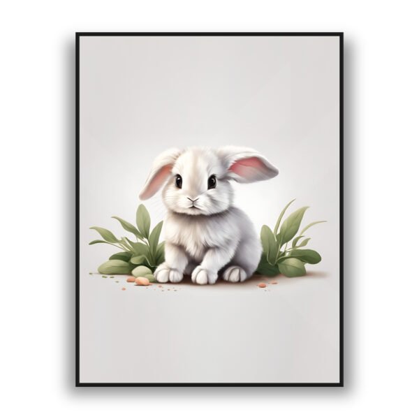 White bunny minimalist modern luxury wall art design