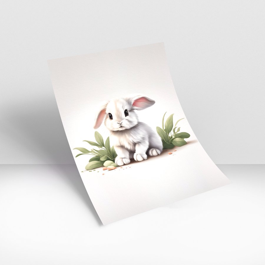 White bunny minimalist modern luxury wall art design