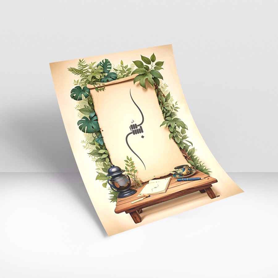 Arabic calligraphy botanical Islamic luxury wall art design