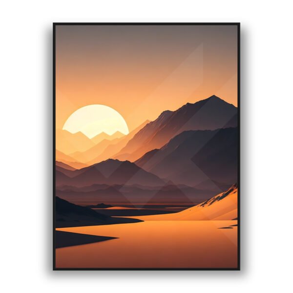 Desert mountains at sunset modern luxury wall art design