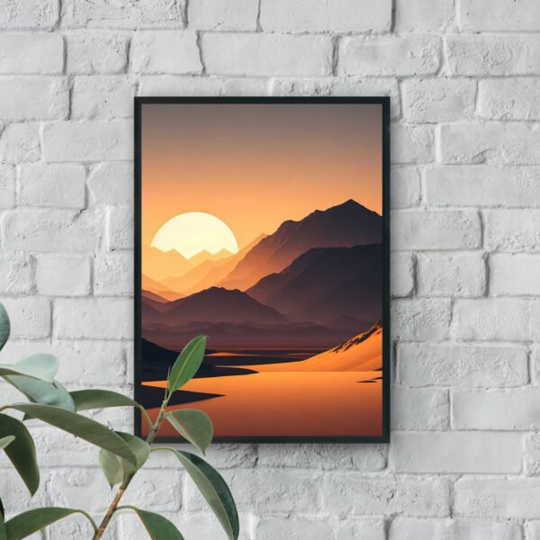 Desert mountains at sunset modern luxury wall art design