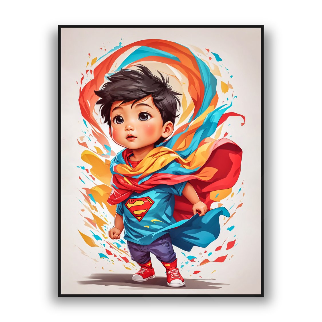 Cute superhero boy colorful kids luxury wall art design